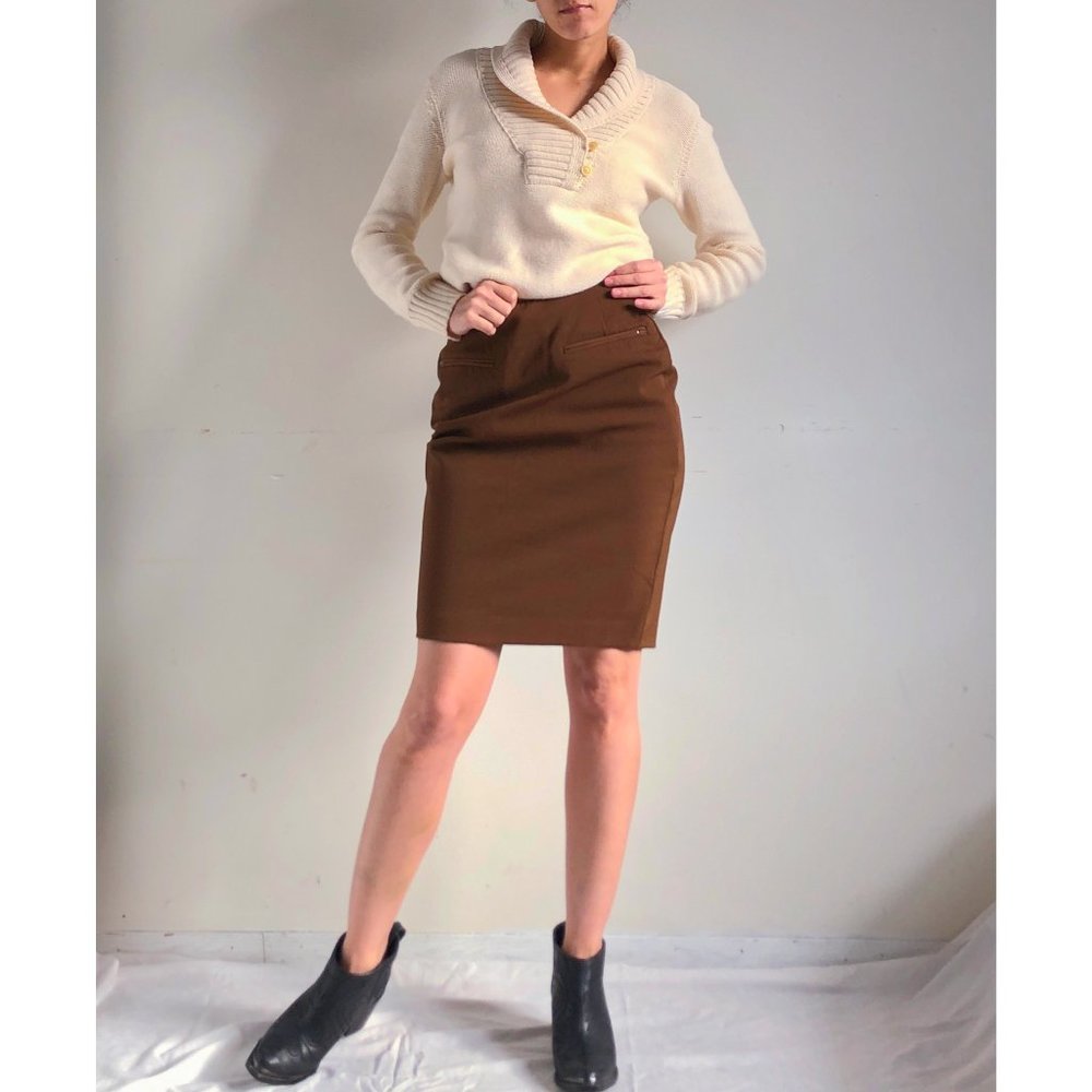 Vintage deep brown midi skirt